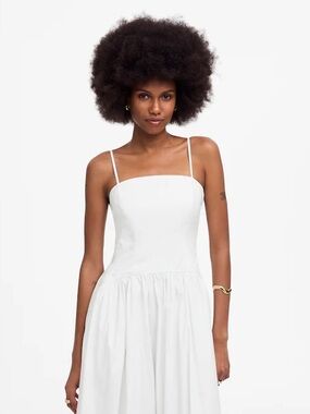 Madewell Poplin Seamed Maxi Dress white